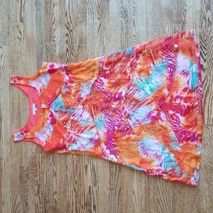 (L) M.I.K.O Netting Mesh Layered Summer Dress Floral Colorful Vacation Beach